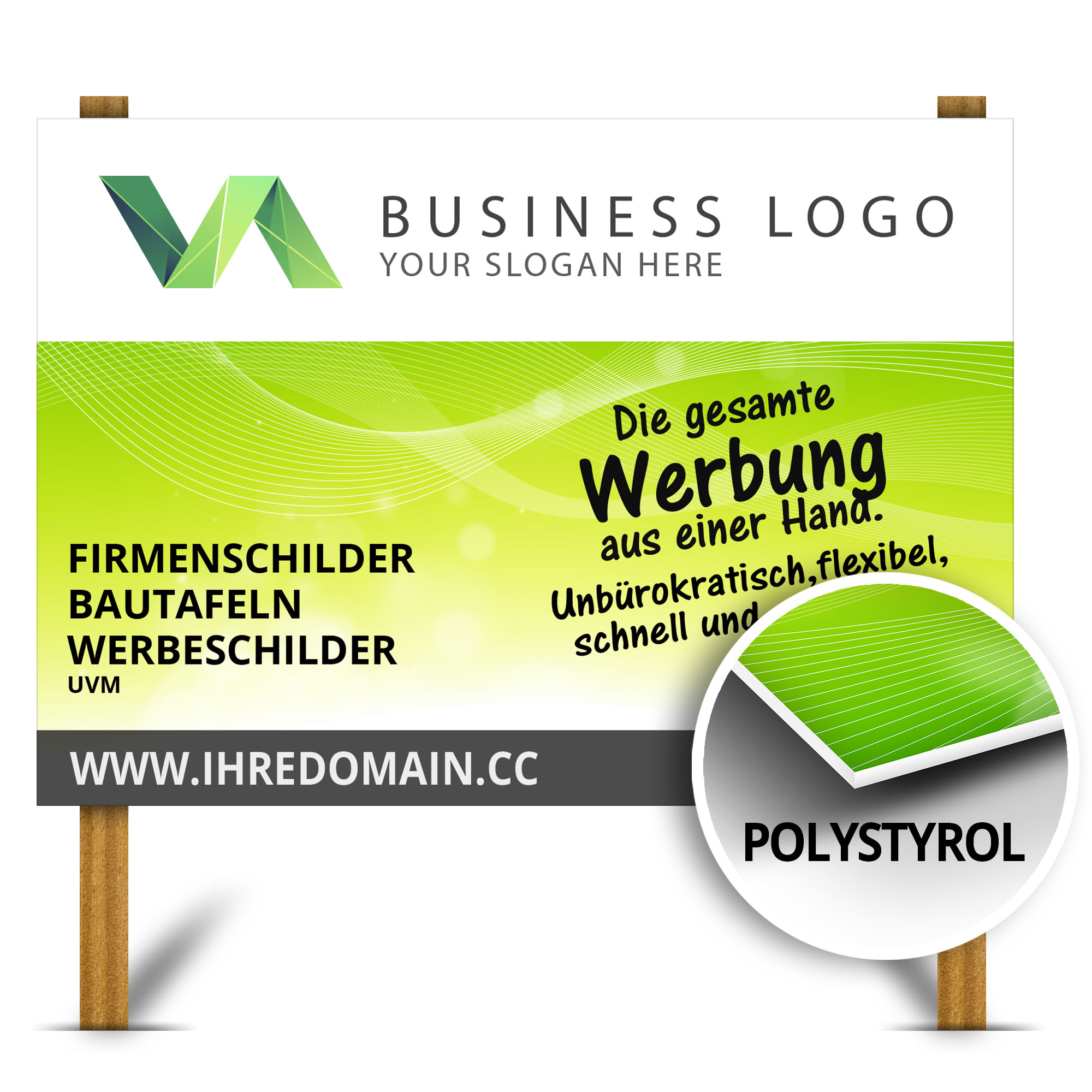 Polystyrol - Schild inkl. 1-stg. 4c-Druck