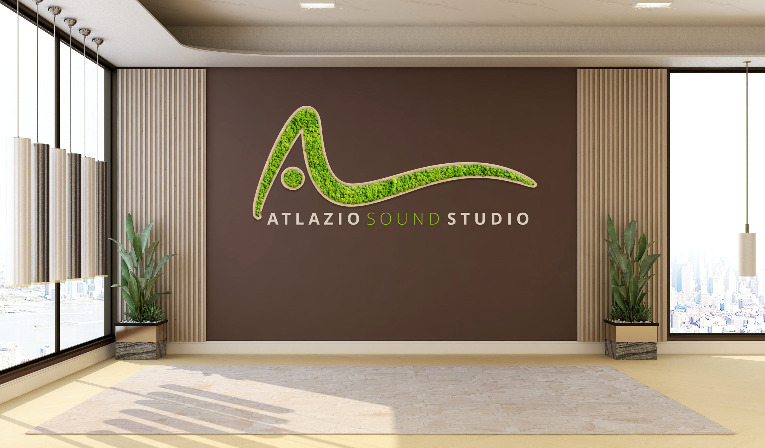 Islandmoos Logos / Schriften - Zirbe - mit Rahmen